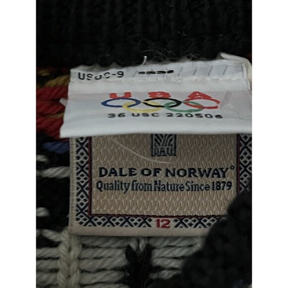 Dale of Norway Wool Sweater Womens Size 12 Fair Isle USA Olympic Tag Snowflake - Picture 10 of 12